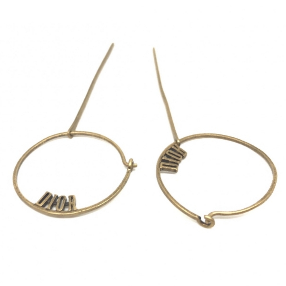 Dior Gold Tone Hoop Earrings with Slim Drop Bars - Picture 6 of 13